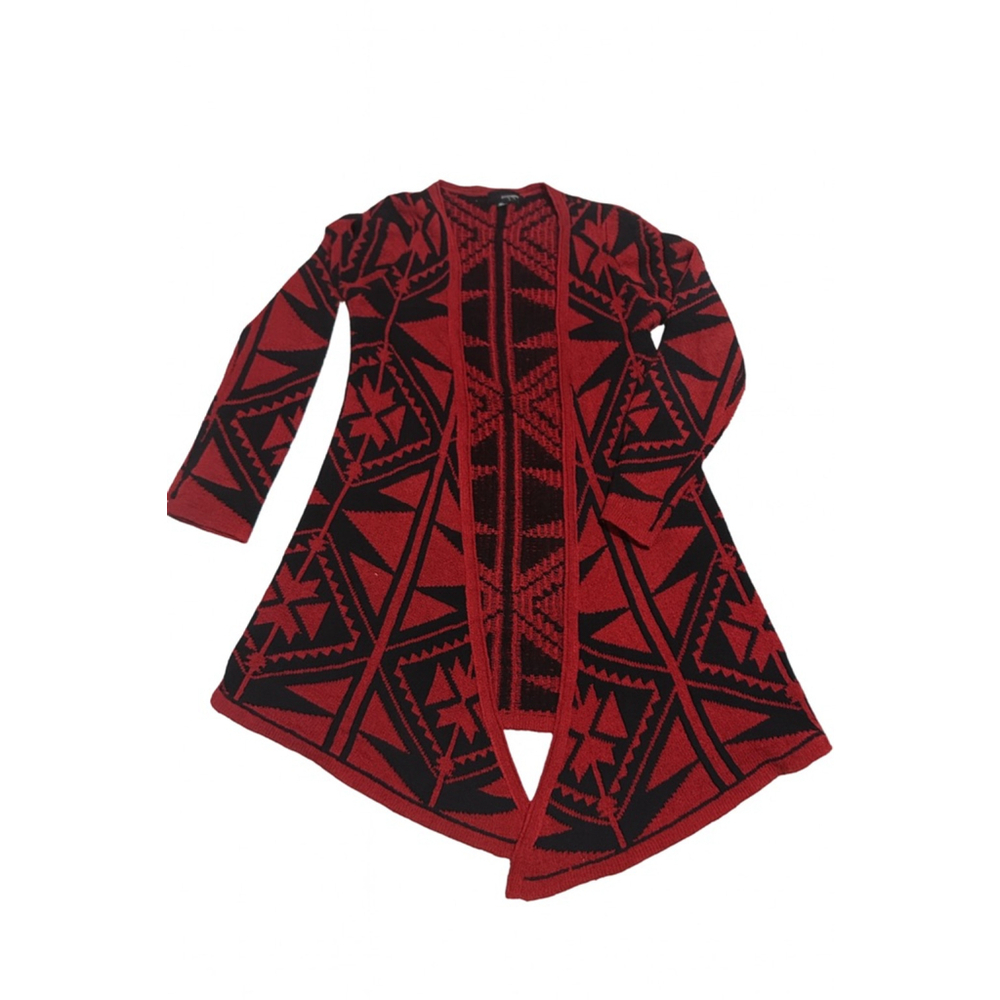 Women's Umgee Jr. Red Black Geometric Pattern Cardigan Size M